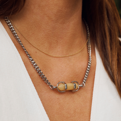 Kali Crystal Necklace Polished Silver