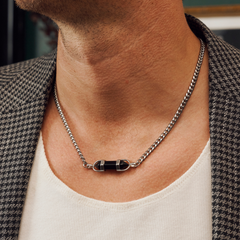 Kali Crystal Necklace Polished Silver