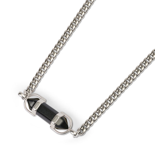 Kali Crystal Necklace Polished Silver